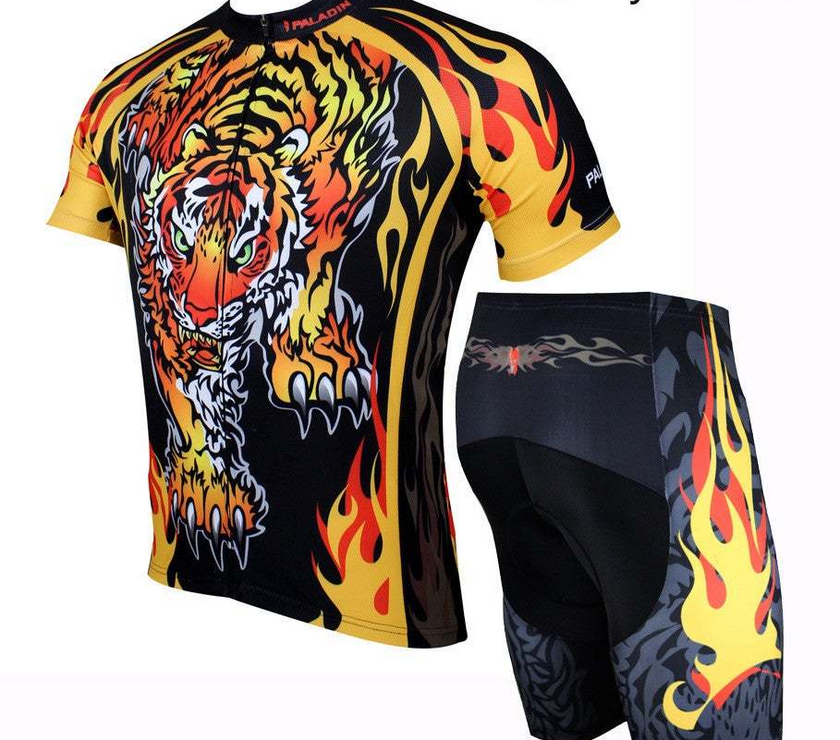 3D Tiger design cycling Jersey Breathable Mens
