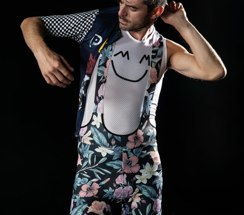 Doodle Smiley with Floral Pattern Cycling Professional Quick Dry Suit