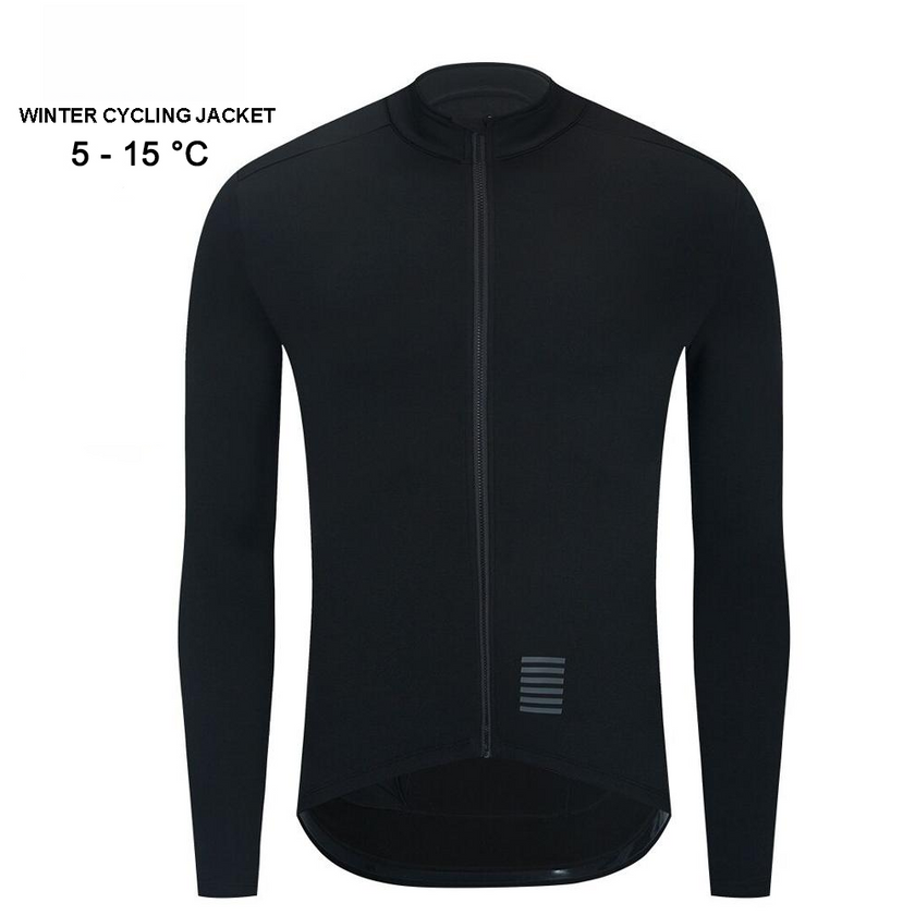 Black Thermal Fleece Men Cycling Jacket