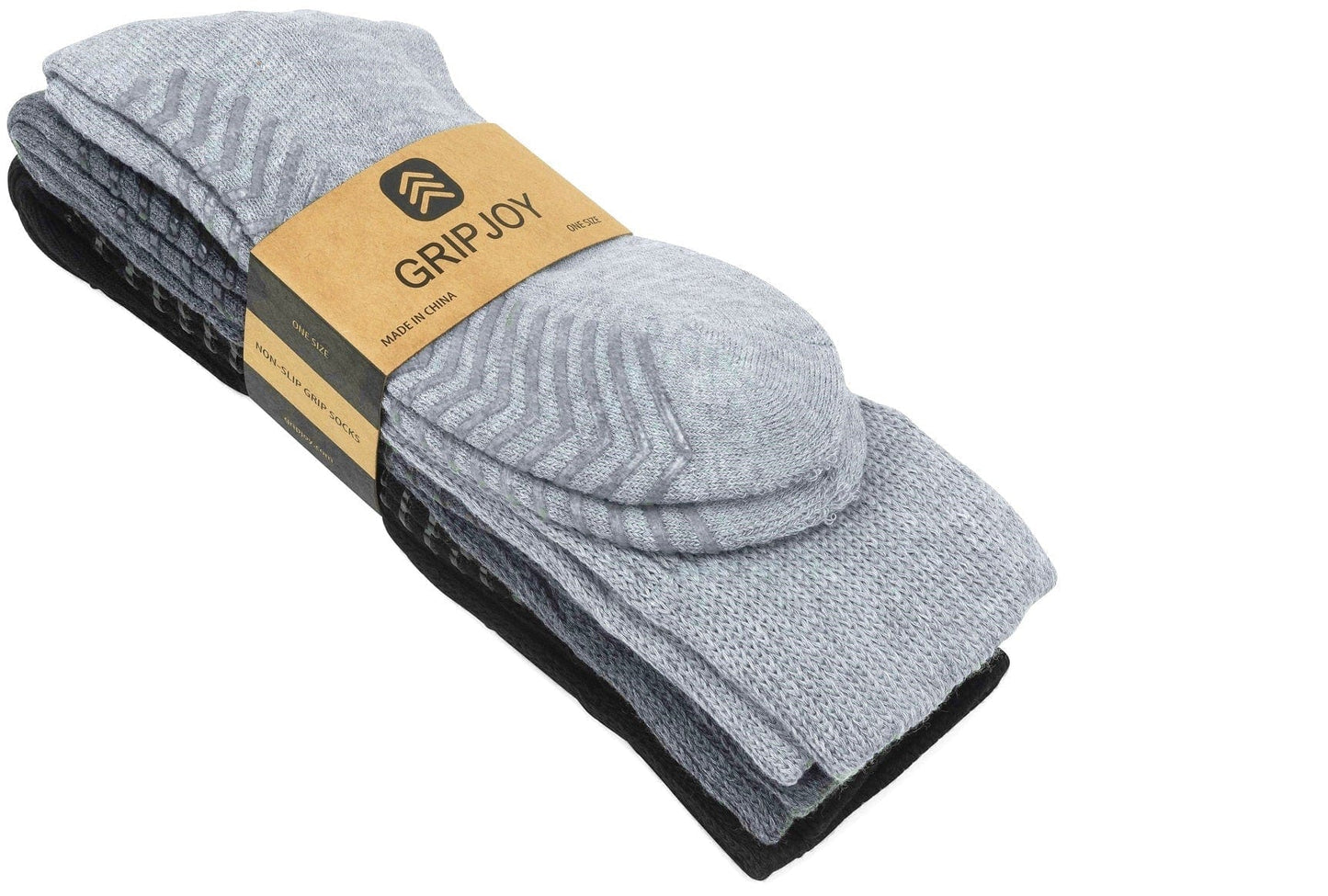 Gripjoy Socks Men's Black/Grey Diabetic Socks with Grippers (3 Pairs)