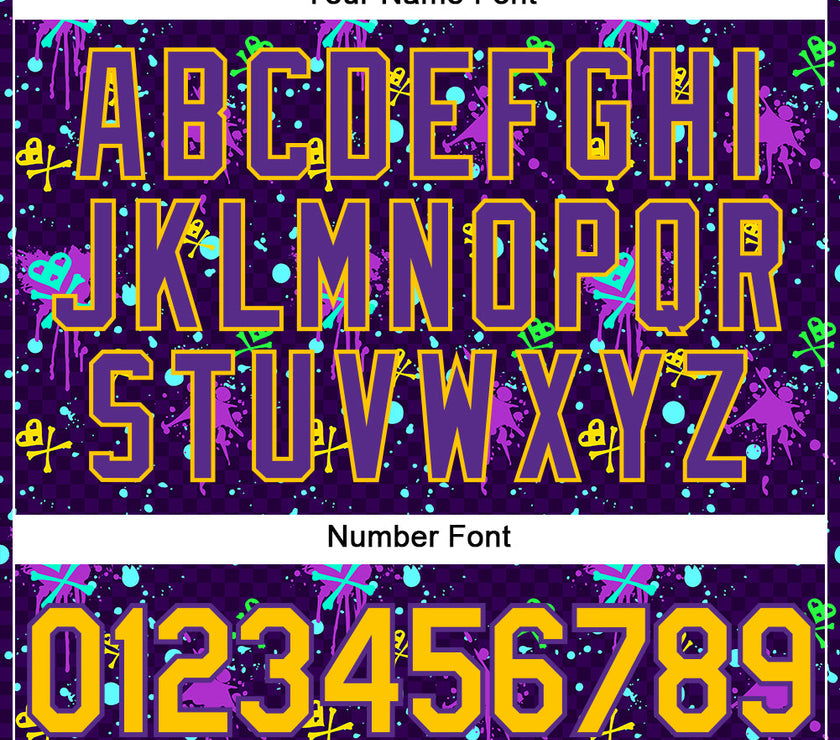 Custom Graffiti Pattern Gold-Purple 3D Clashing Colors Paint-Splatter Performance T-Shirt