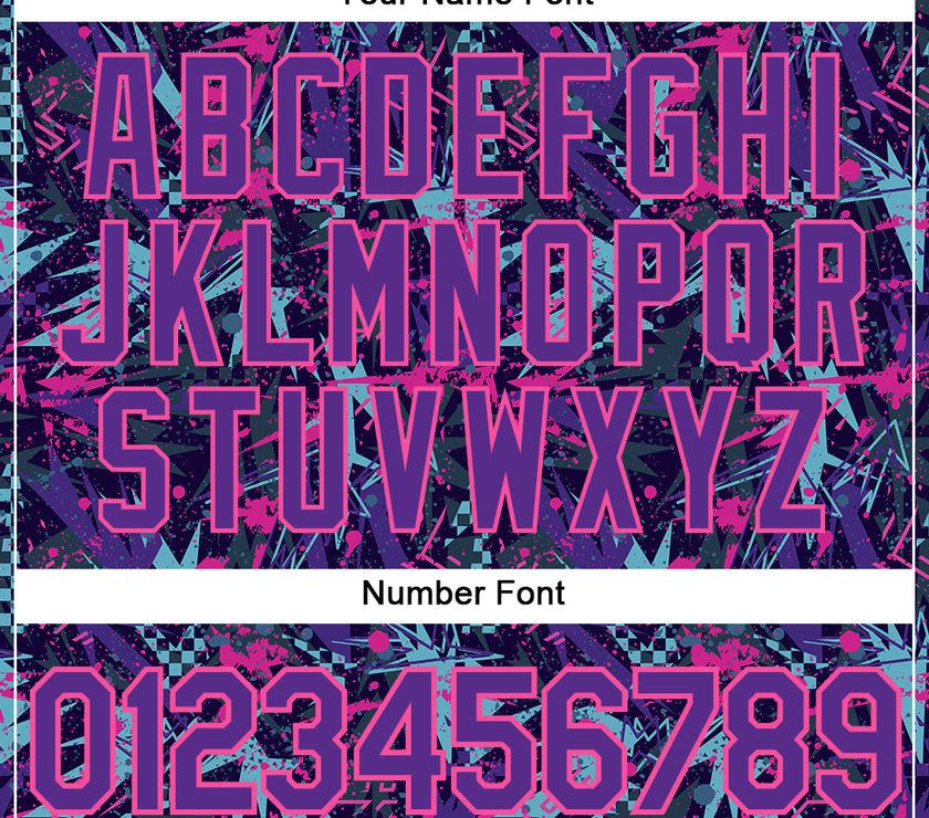 Custom Graffiti Pattern Purple-Pink 3D Creative Geometric Figures And Dots Performance T-Shirt