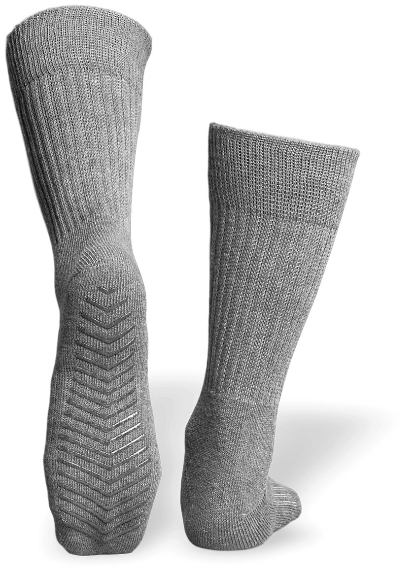 Gripjoy Socks Men's Black/Grey Diabetic Socks with Grippers (3 Pairs)