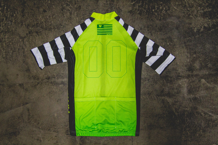 Fluorescent Green Zebra Print Professional Cycling Top