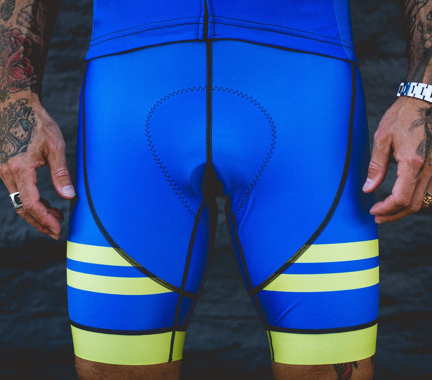 "Blue King" Style Blue Green Striped Professional Cycling Shorts
