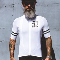 "BLANCO" Professional Cycling Top Pure White White Black Stripes