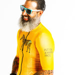 Yellow Smiley Roman Stripe Cycling - top