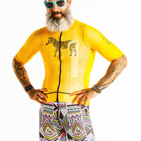 Yellow Smiley Roman Stripe Cycling Kit