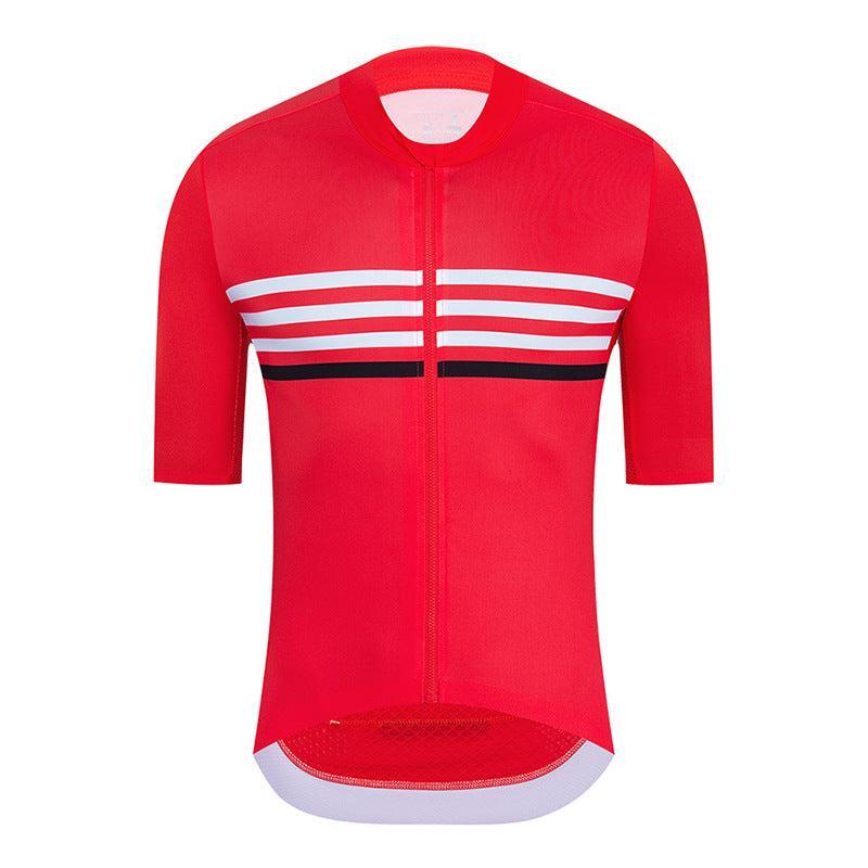 Short Sleeve Striped Print Cycling Jersey