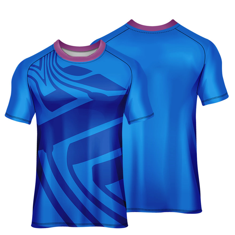 Men's Breathable and  Cycling Jersey Printed Round Neck Short Sleeve Top