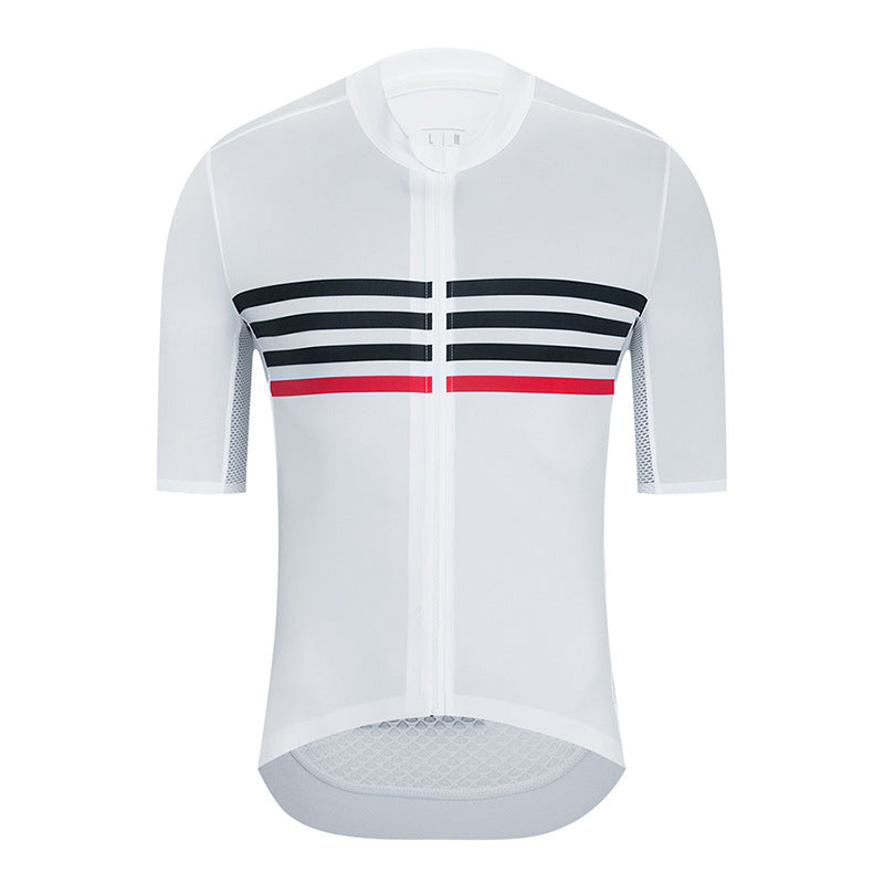 Short Sleeve Striped Print Cycling Jersey