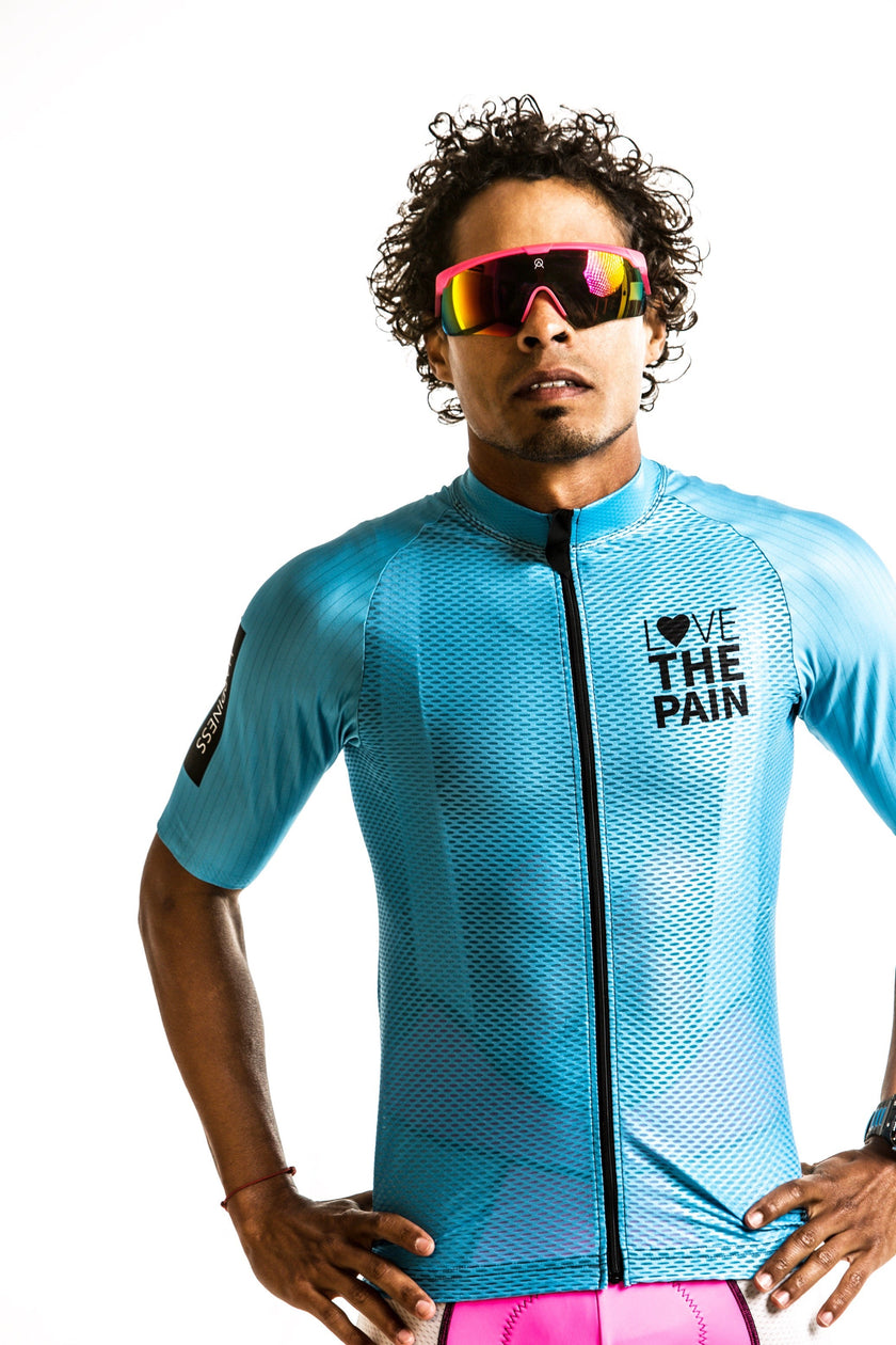 Light Blue Breathable Mesh Professional Comfortable Cycling Suit
