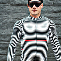 "Line" Black and White Line Professional Cycling Long-sleeve Top