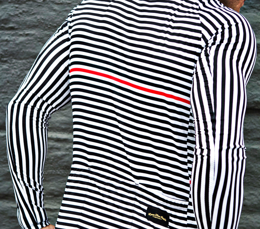 "Line" Black and White Line Professional Cycling Long-sleeve Top