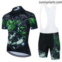 Skull Pattern Bicycle Team Short Sleeve Maillot Ciclismo Men Racing Cycling Jersey
