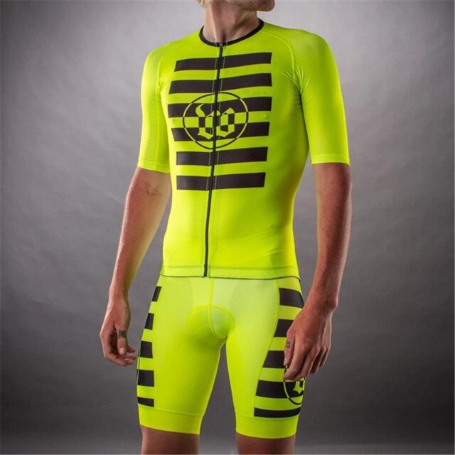 Wattie Ink Team Cycling Jersey Suit Green stripes