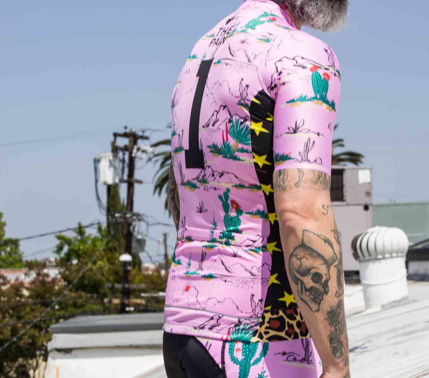 Pink Leopard Design Cycling Short Sleeves Quick Dry