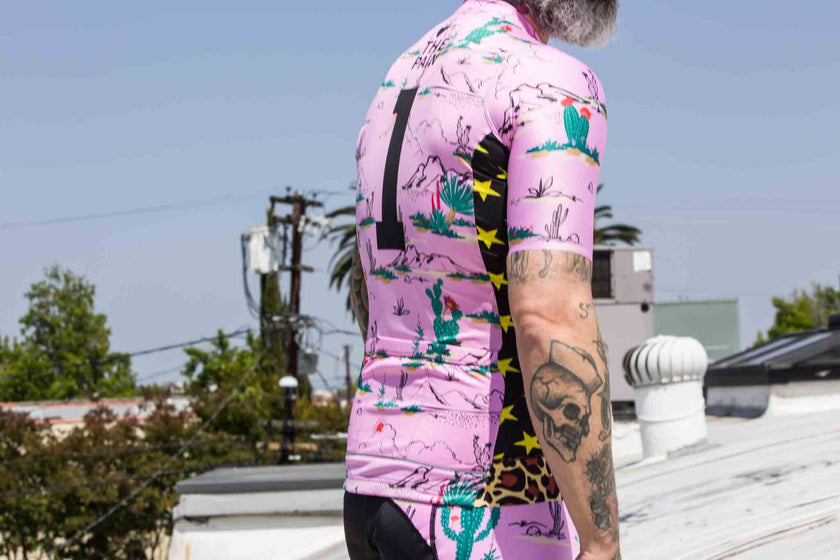 Pink Leopard Design Cycling Short Sleeves Quick Dry