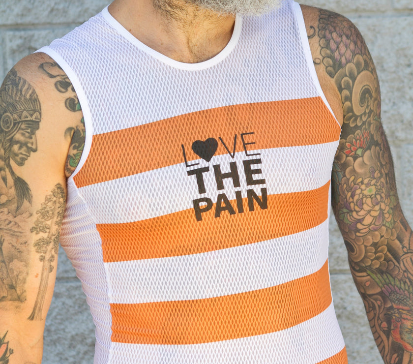 White and Orange Striped Quick-drying Cycling Suit