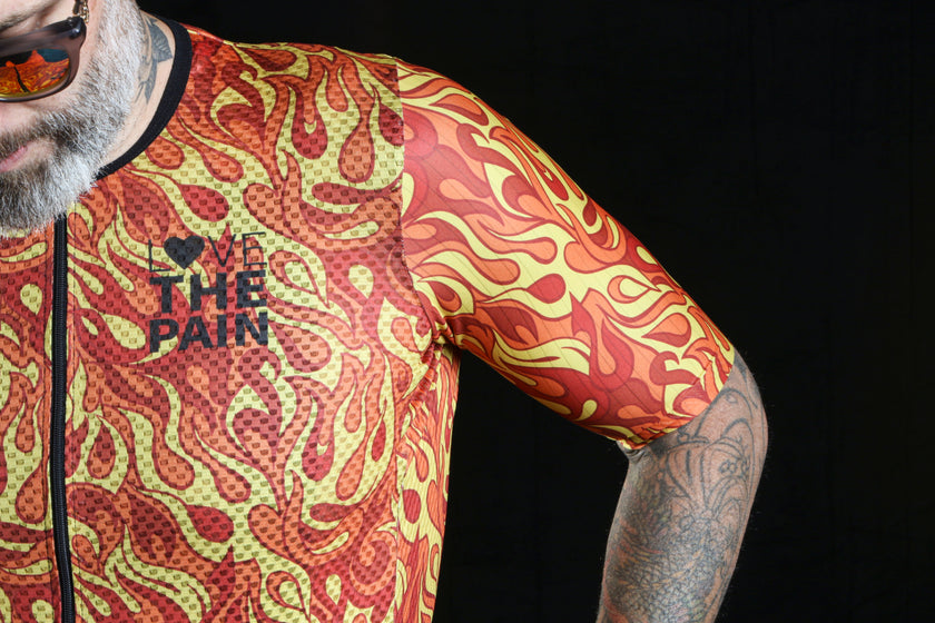 "FIRE"Orange Flame Breathable Fabric Cycling Suit