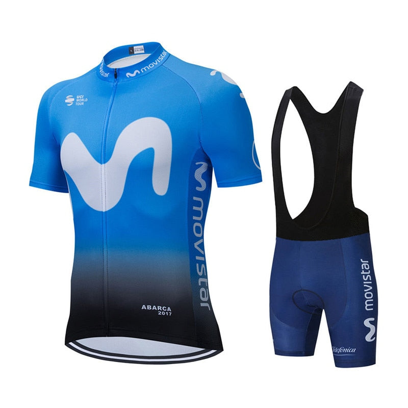 Movistar Pattern Men Summer Cycling Clothing Breathable