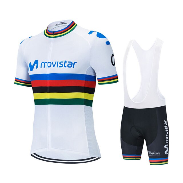 Movistar Pattern Men Summer Cycling Clothing Breathable