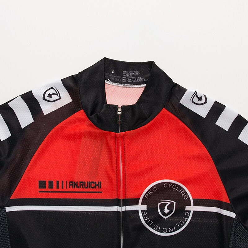 Men Long Sleeve Bicycle Cycling Sets Anti-sweat Black Matches Red