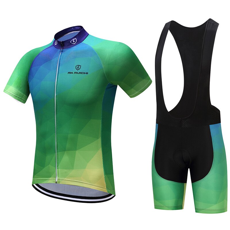 Summer Unisex Quick Dry Cycling Sets Anti-sweat Green Clothing