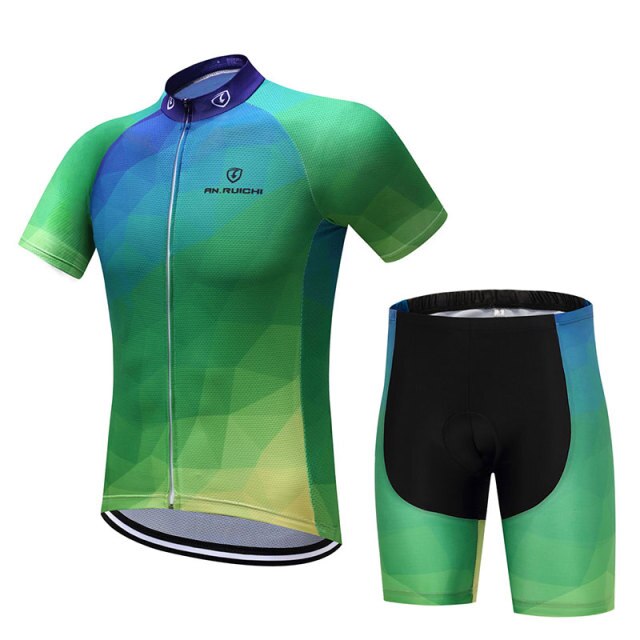 Summer Unisex Quick Dry Cycling Sets Anti-sweat Green Clothing