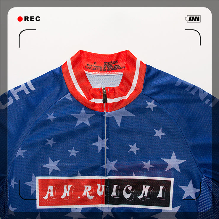Men Long Sleeve Bicycle Cycling Sets Anti-sweat Stars and Stripes