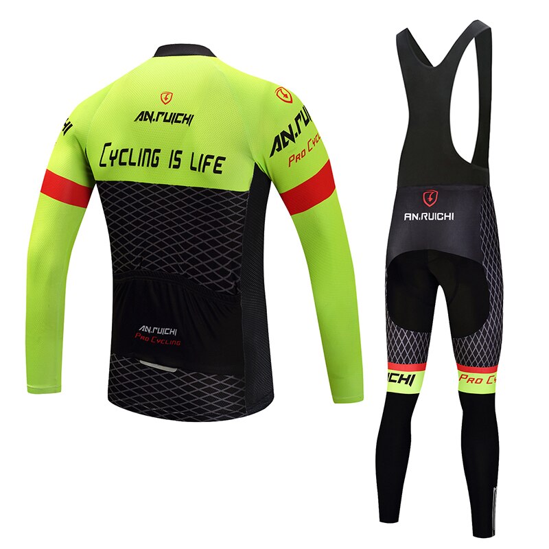 Men Long Sleeve Bicycle Cycling Sets Anti-sweat Contrast