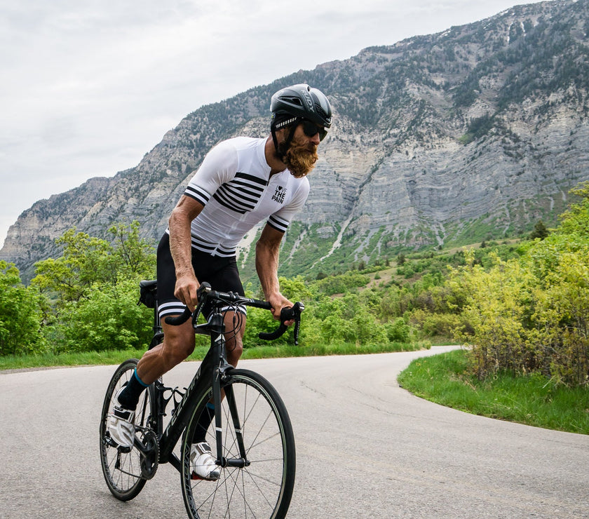 Black and White Stripe Two-piece Professional Quick-drying Cycling Jersey