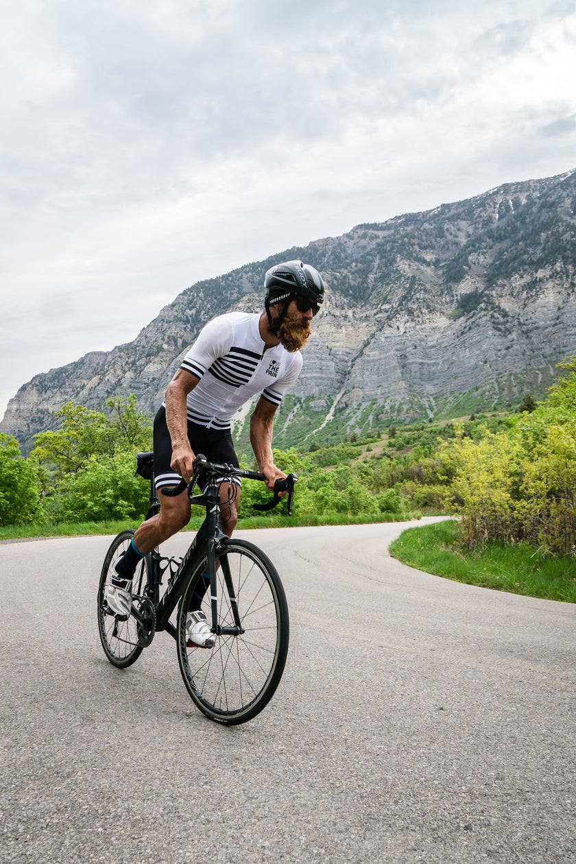 Black and White Stripe Two-piece Professional Quick-drying Cycling Jersey