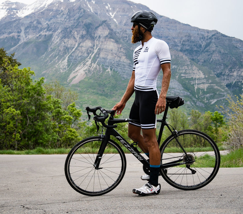 Black and White Stripe Two-piece Professional Quick-drying Cycling Jersey