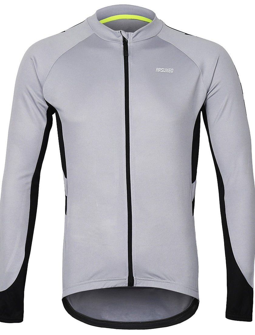 Men's Long Sleeve Cycling Jersey Winter Polyester Dark Grey