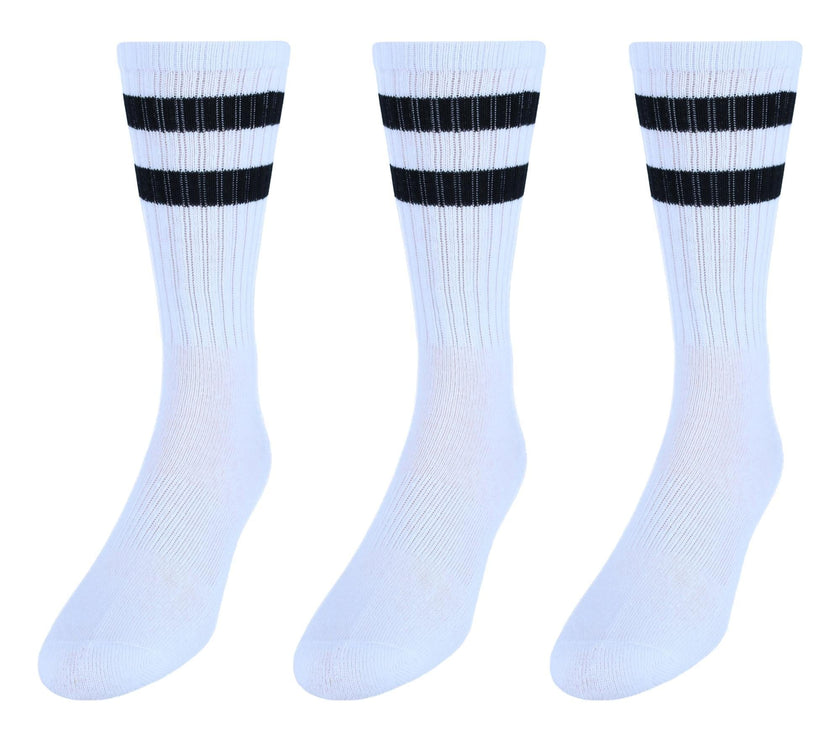 CTM® Men's Crew Striped Socks (3 Pairs)